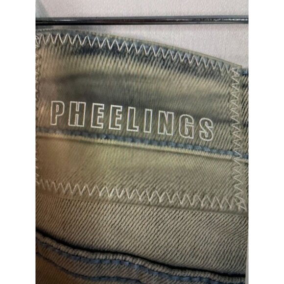 Pheelings Light Blue Distressed Cotton Blend Jeans With Embroidered Lettering - Picture 14 of 14